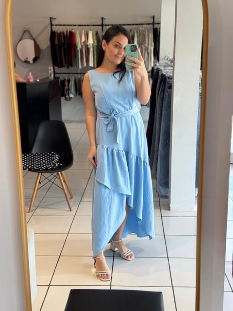 Vestido azul longo da vitrine Maria’s